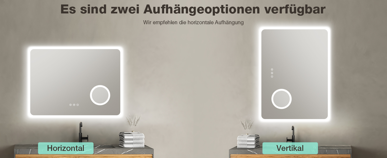 LED дзеркало для ванної кімнати 80x60 см з підсвічуванням, 3 кольори, регулювання яскравості, антизапарник, годинник, 3x збільшення, розетка