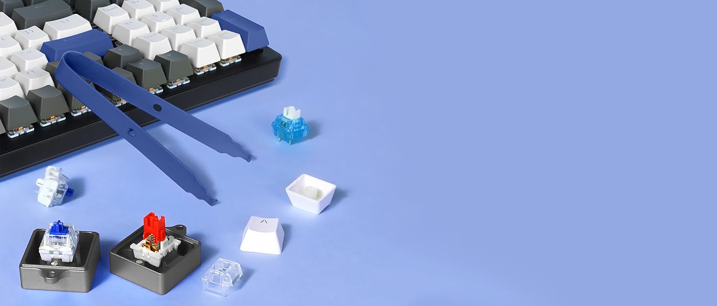 Ігровий набір клавіатури та миші MK21: механічна клавіатура 60% з RGB підсвічуванням, миша 6400 DPI та килимок для миші. Сумісна з PS4, Xbox, PC. Чорний/Blue Switch (White-Red)