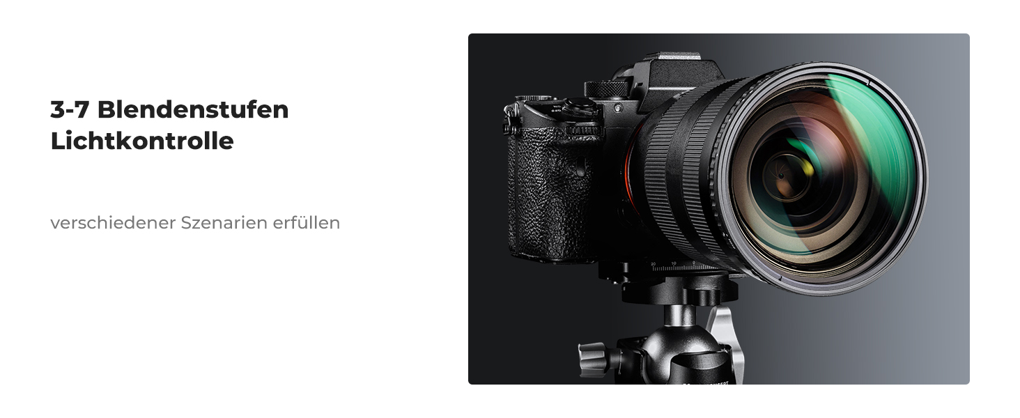 Фільтр ND K&F Concept Variabler 46mm, ND8-128 (3-7 ступенів затемнення) для фотографії пейзажів та відео, Nano-Xcel серія
