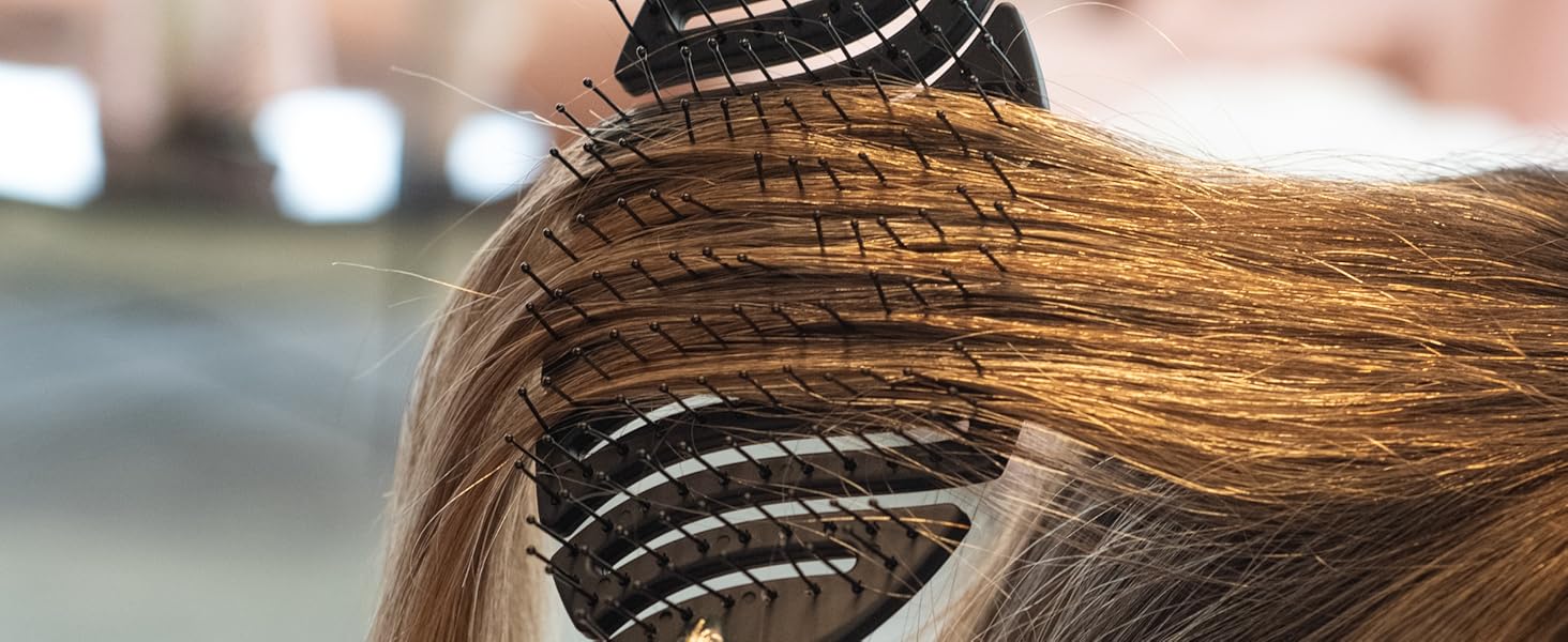 FRAMAR Щітка для волосся без заплутування - щітка для волосся, фен-щітка, щітка для сушіння, жіноча щітка, щітка для мокрого волосся, розпушувальна щітка для довгого волосся, щітка для сушіння, щітка з вентиляцією (Flex - Black)