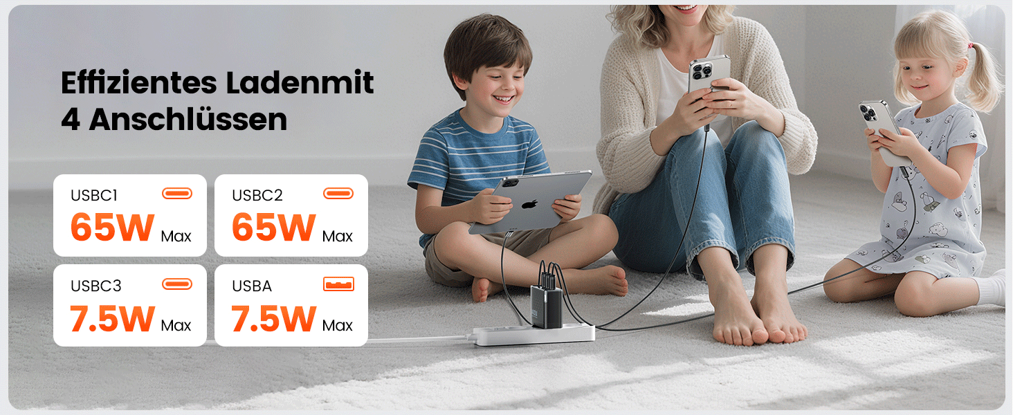 Зарядний пристрій USB-C toocki 140W GaN з 4 портами (USB-C + USB-A) PD3.1 для iPhone, MacBook, Samsung та інших пристроїв