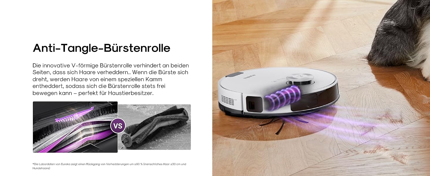 Робот-пилосос Eureka E20 Evo Plus з функцією миття та автопорожненням, 10000 Па, для твердих підлог та килимів, білий