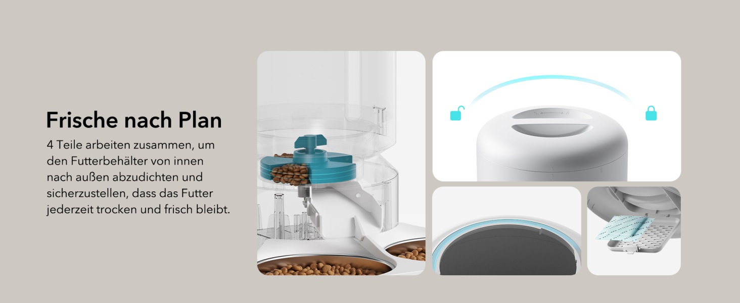 Автомат годування котів PETLIBRO 5л з 2 мисками та камерою 1080P, WiFi, нічне бачення, сповіщення та тримач для сухого корму для кількох котів (білий)