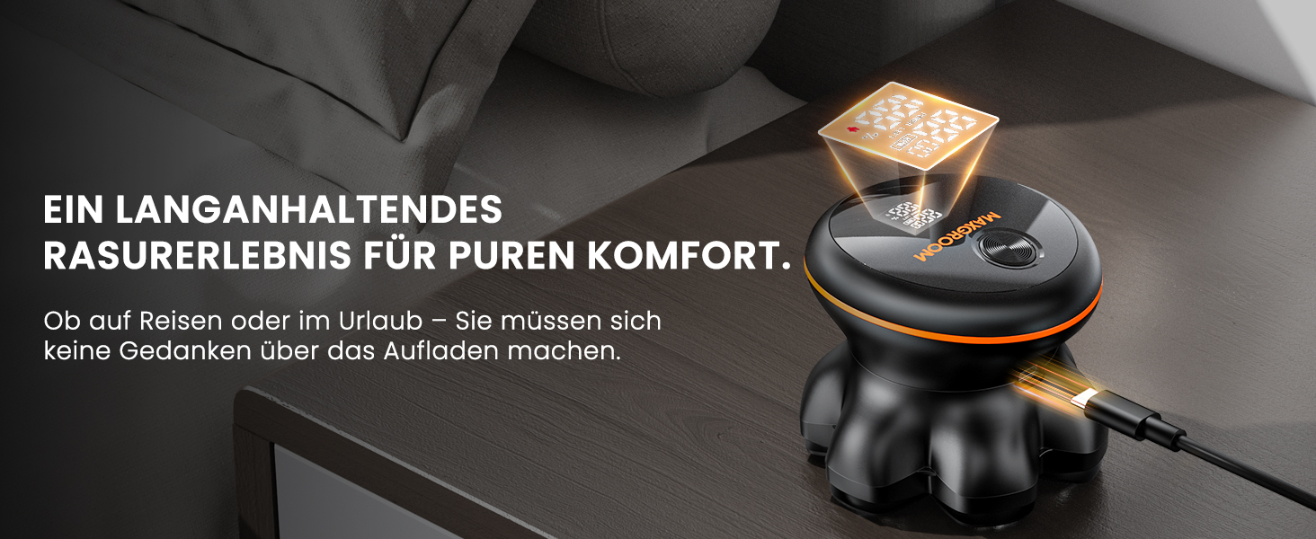 MAXGROOM Голєва машина для чоловіків, 7D Голєва головка, водонепроникна IPX6, плаваюча головка, LED-дисплей, для подорожей та дому, USB-C зарядка, чорний