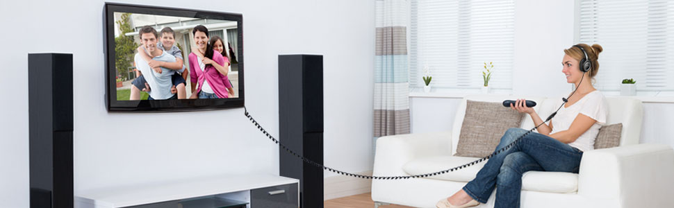 Навушники Avantree HF039 Over Ear для телевізора з довгим кабелем (5м), HiFi стерео, 3.5mm аудіовихід, регулювання гучності