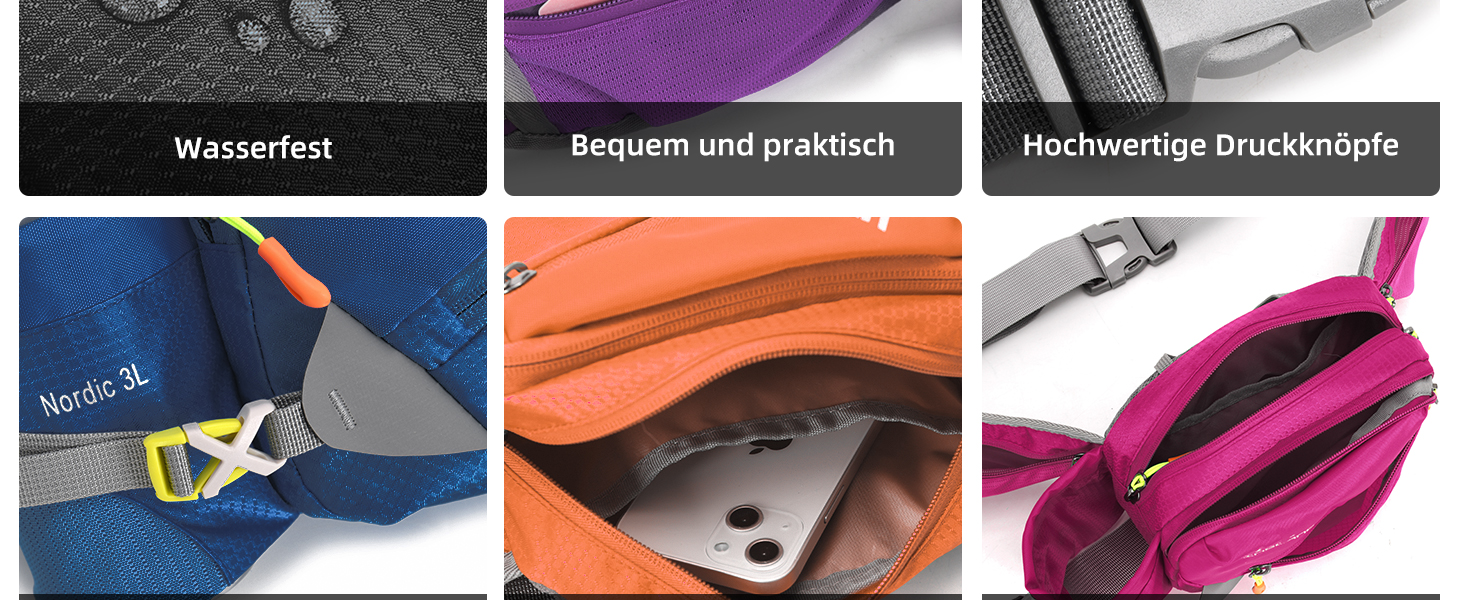 Спортивна поясна сумка для собак: бігова, туристична, велосипедна. Для чоловіків та жінок. Об'ємна, темно-синя