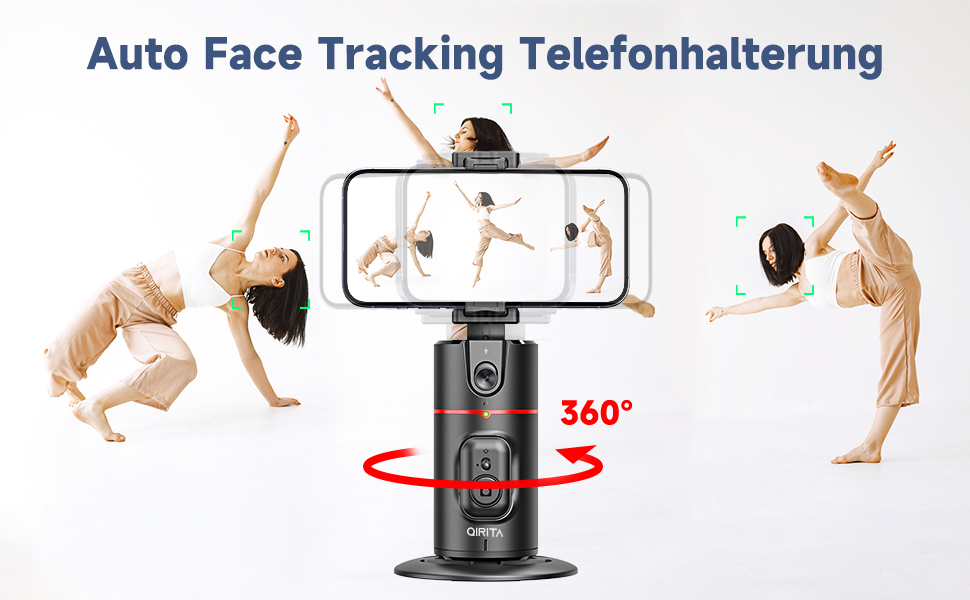 Автоматичне штатив для розпізнавання облич, без додатків, розумна підставка для телефону з пультом дистанційного керування, обертається на 360°, підставка для камери/смартфона, штатив для влогів/TikTok, чорний
