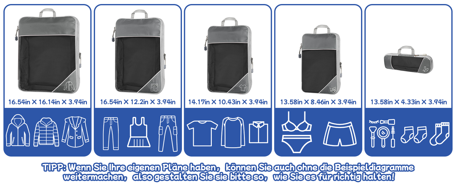 Набір органайзерів для валізи Kompressions Packwürfel (5 шт.) рожевого кольору - компресійні куби для подорожей, легкі сумки для зберігання, органайзер для рюкзака та валізи