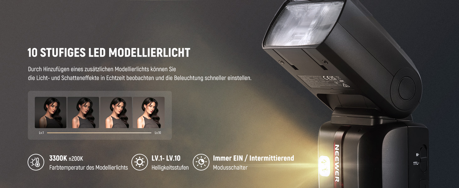 NEEWER Z880-C 2.4G 76W TTL Speedlite Flash для Canon з моделюючим світлом, швидким перемиканням та акумулятором 7.2V/3000mAh