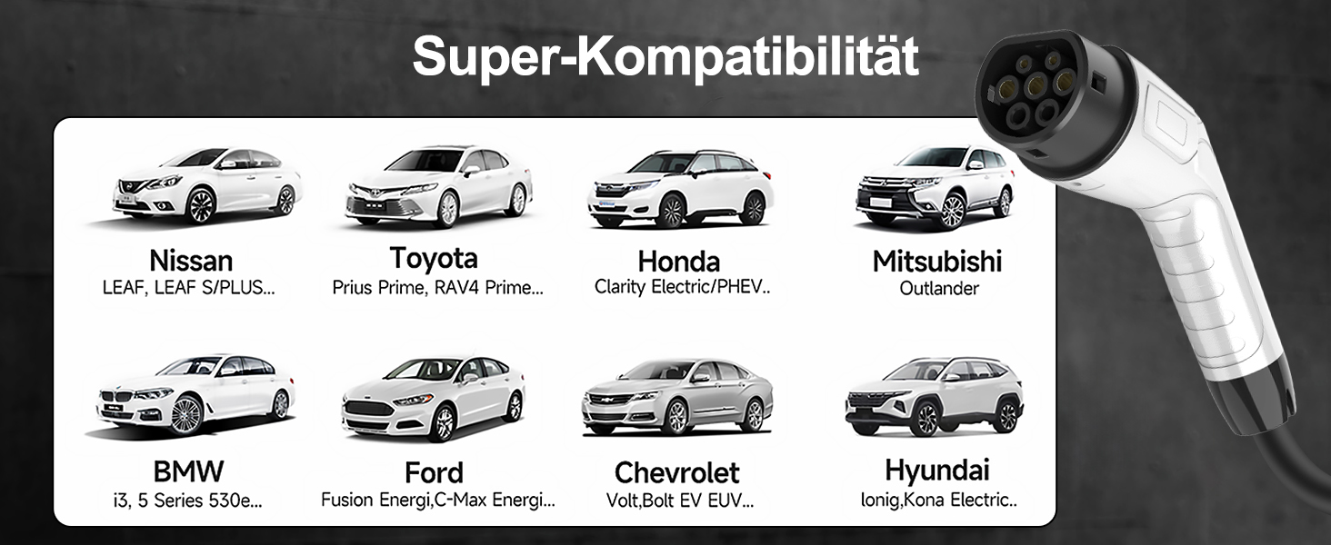 Мобільна зарядка для електромобіля 7 кВт, кабель CEE 32A, Type 2, 5м, 8-32A, з цифровим дисплеєм