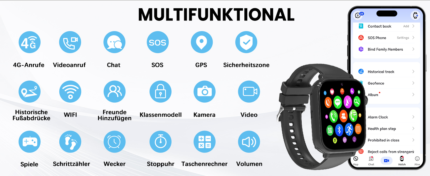 Дитячий розумний годинник Kinder Smartwatch з GPS, 4G, відеодзвінками, SOS та іграми для дітей 4-12 років (рожевий)