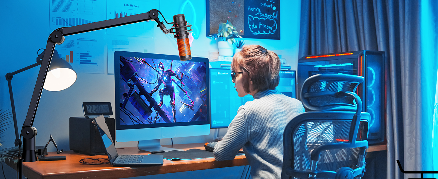 Підставка для мікрофона SUNMON для Blue Yeti та інших – міцна, 360° обертання, металева клямка, універсальна | HyperX QuadCast 2, Fifin AM8, Seiren Mini V3, MV7