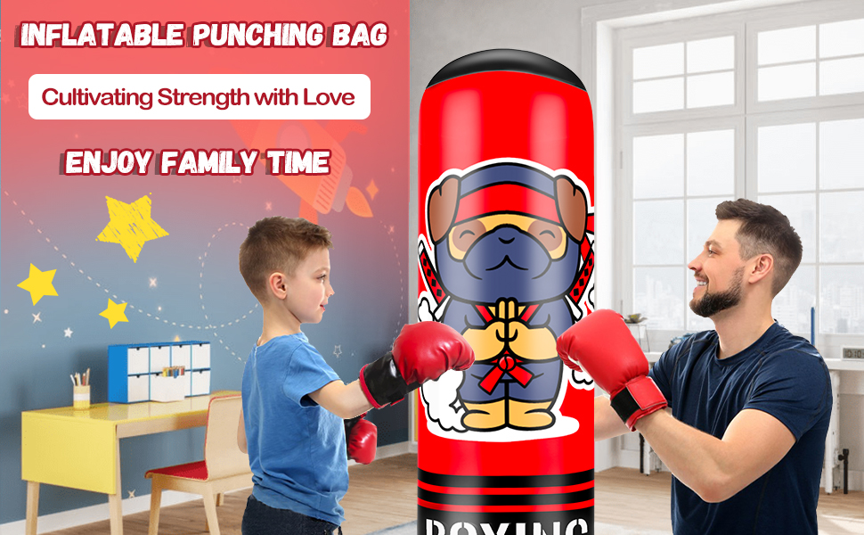 Надувний боксерський мішок для дітей Boxsack Kinder, 165 см, з боксерськими рукавичками, для карате, тхеквондо, MMA, ніндзя, подарунок для хлопчиків та дівчаток 3-12 років