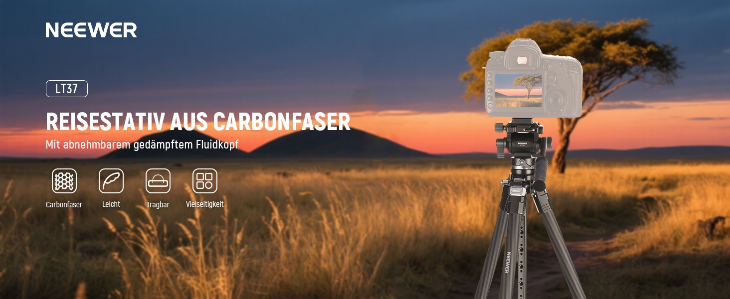 Штатив для камери NEEWER BASICS 77' з моноподом, кульковою головкою 360°, QR-пластиною Arca, компактний, легкий, алюмінієвий, для подорожей, відеозйомки, максимальне навантаження 6 кг (LT37)