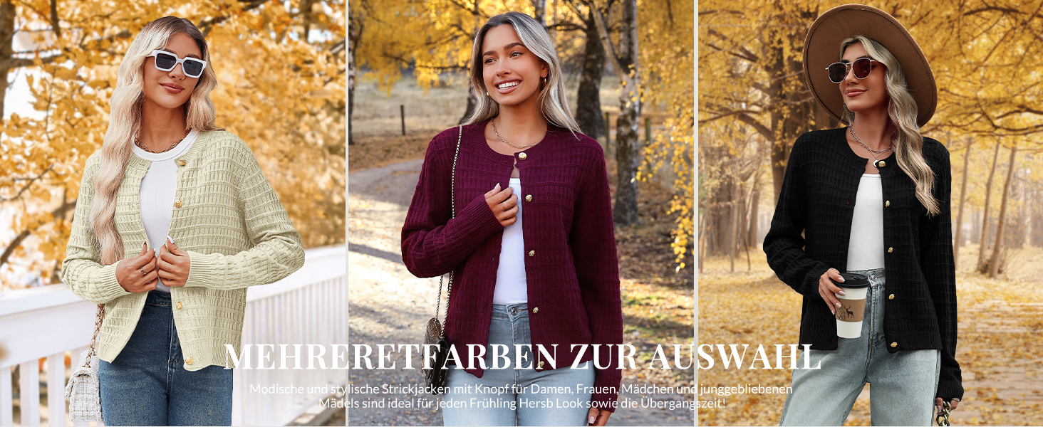 Жакет Zeagoo з довгими рукавами, кардиган з круглою шиєю, в'язаний жакет на ґудзиках, відкритий спереду, елегантний в'язаний светр для жінок (M, пісочний)