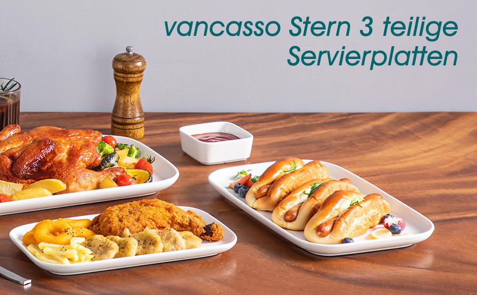 Набір сервірувальних тарілок Vancasso Stern для 4 осіб, 3 шт., зелений (тарілки для їжі, десерту, сніданку, кераміка)