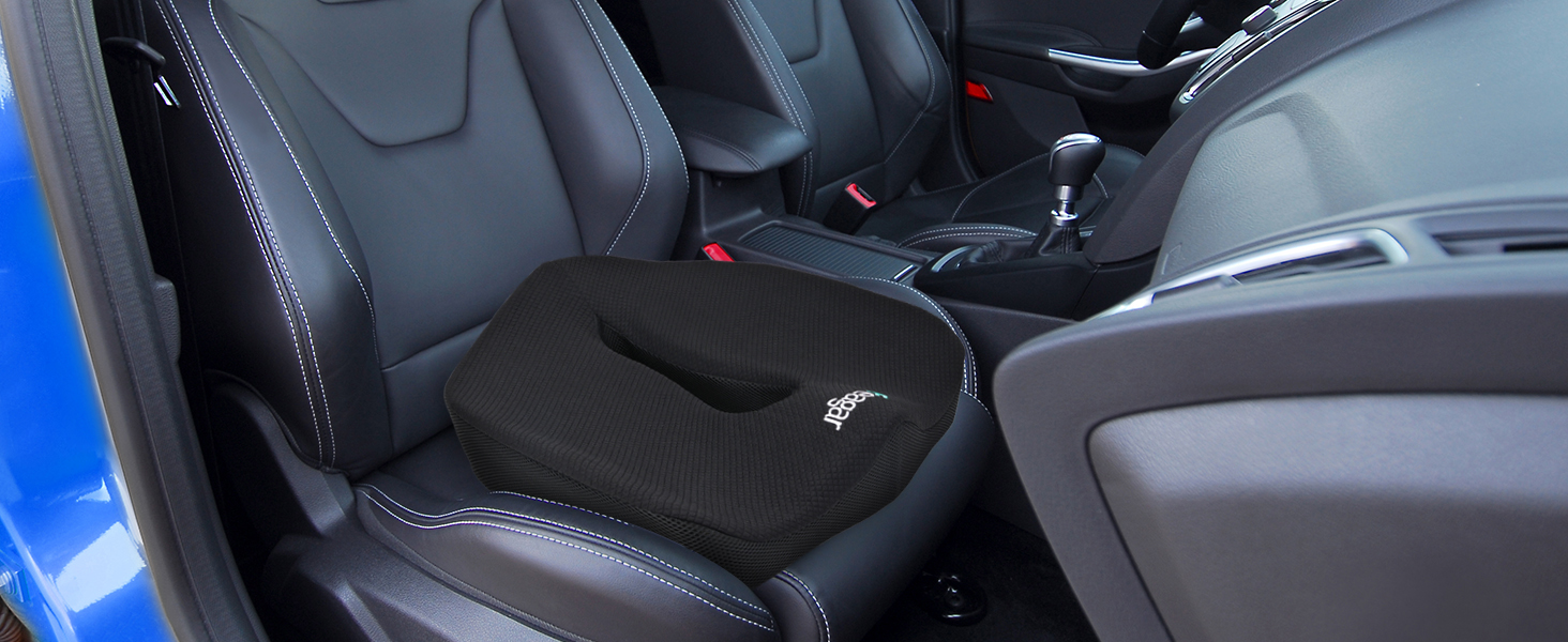 Ортопедична подушка для сидіння Feagar з Memory Foam, для офісного крісла, автокрісла, інвалідного візка, чорна тканина, до 100 кг