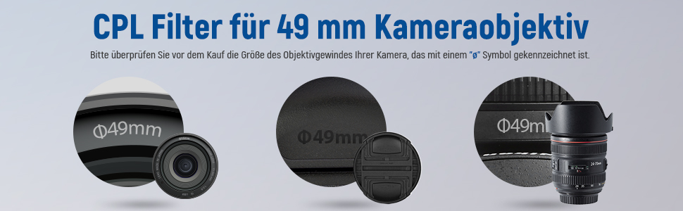 NEEWER Поляризаційний фільтр (Polfilter) CPL, 49mm - зменшує відблиски, покращує контраст