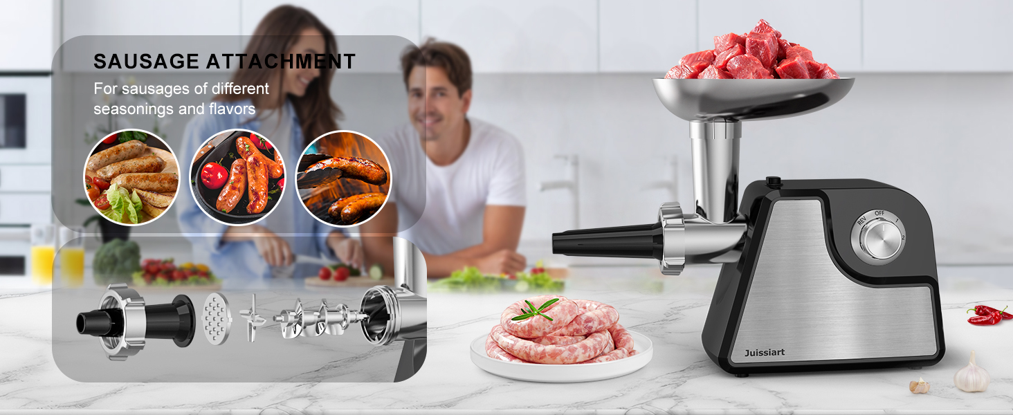 Electric Meat Grinder & Sausage Maker - Stainless Steel with Accessories