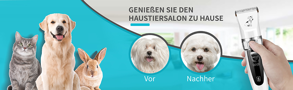 Машинка для стрижки собак та котів Tierhaarschneider - професійна машинка для грумінгу з 6 насадками та акумулятором