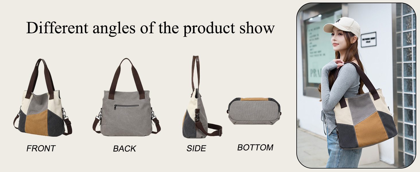 Жіноча сумка-шопер Canvas Retro Hobo великої місткості, сіра повсякденна сумка через плече для навчання та міста