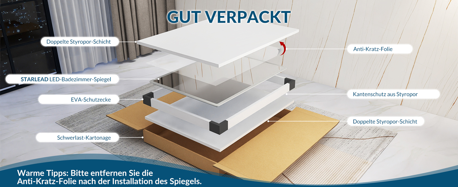 Дзеркало для ванної кімнати STARLEAD з підсвічуванням 80x60 см, регулювання яскравості, 3 колірні температури (3000K-6500K), протитуманне покриття, функція пам'яті, LED дзеркало для ванної кімнати IP44, HD скло, горизонтальне/вертикальне встановлення, M3017, срібний колір. Без Bluetooth, без лупи 5x.