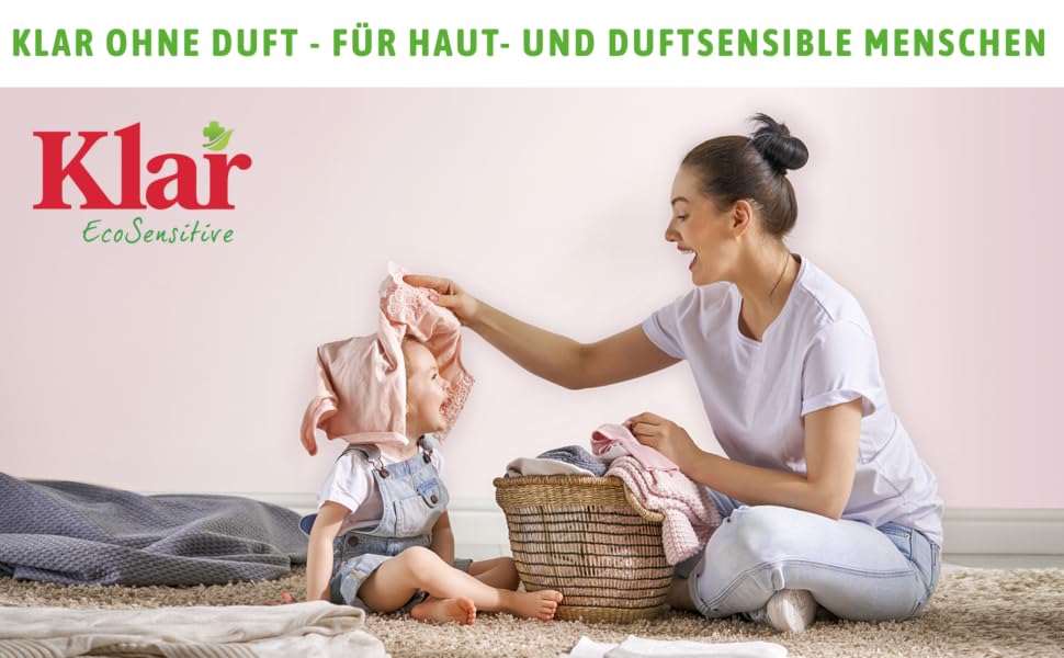 Пральний порошок для кольорових речей Klar EcoSensitive SENSITIV, гіпоалергенний, без ароматизаторів, 4.75 кг (набір 2 шт по 2.375 кг)