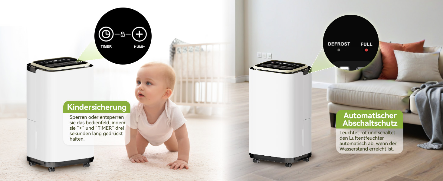 Електричний осушувач повітря JUMMICO 12л/день з датчиком вологості, 2.2л бак, LED-дисплей, шланг 1.5м, фільтр для дому, ванної кімнати