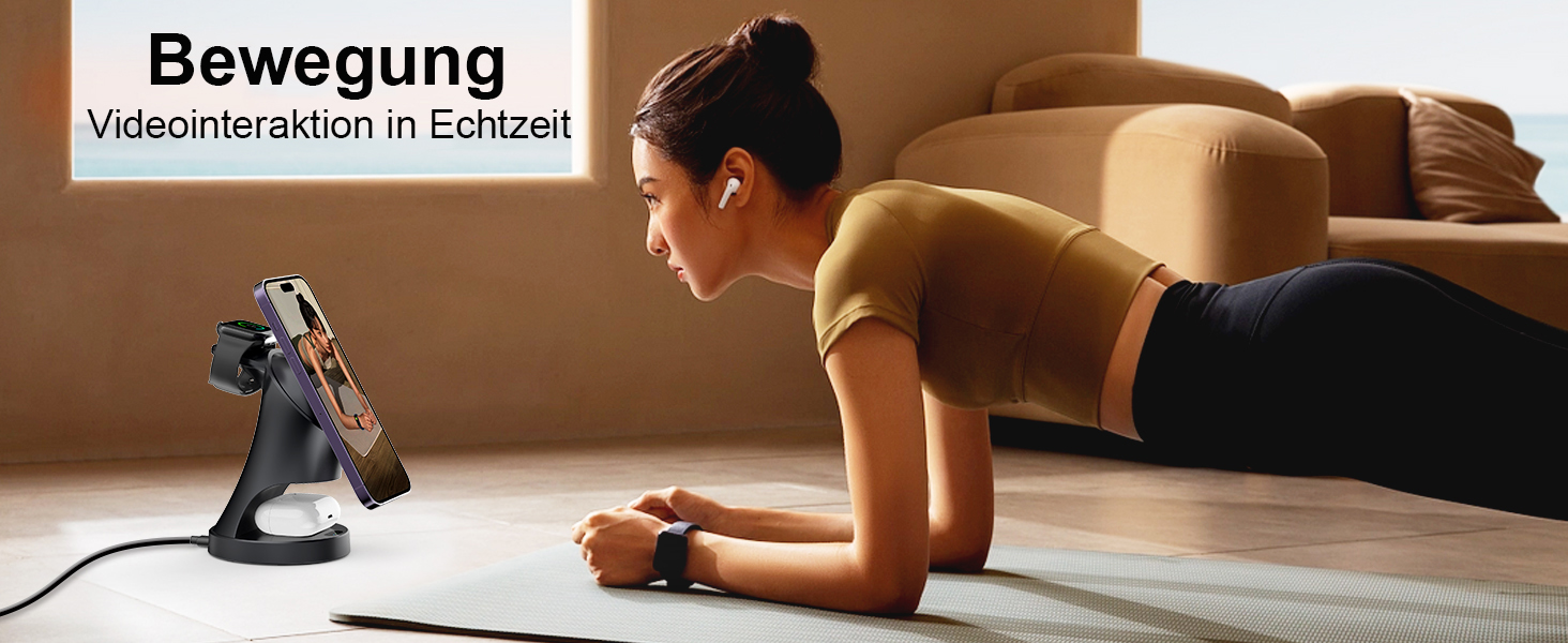 3-в-1 Зарядний пристрій MagSafe: бездротова зарядка для iPhone та Apple Watch, AirPods. Чорний