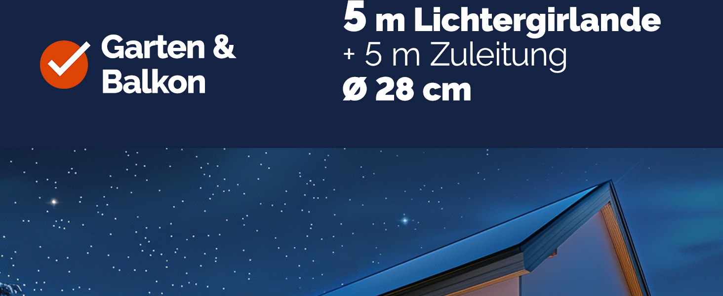 Гірлянда святкова CASARIA 5м з 100 LED, тепле біле світло, для прикраси інтер'єру та екстер'єру, зелена