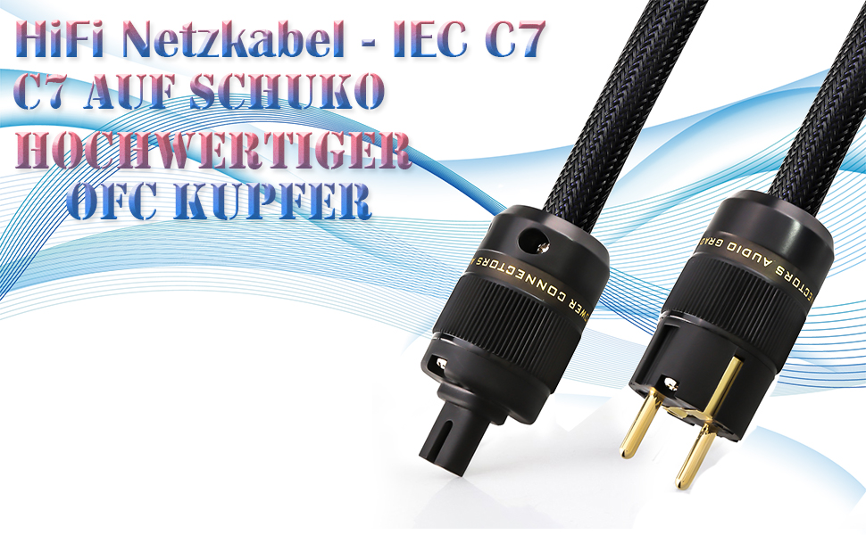 Hi-Fi мережевий кабель Tertullus High End C7 для аудіо-обладнання, штекер Schuko - C7, 1м (P104-c7)