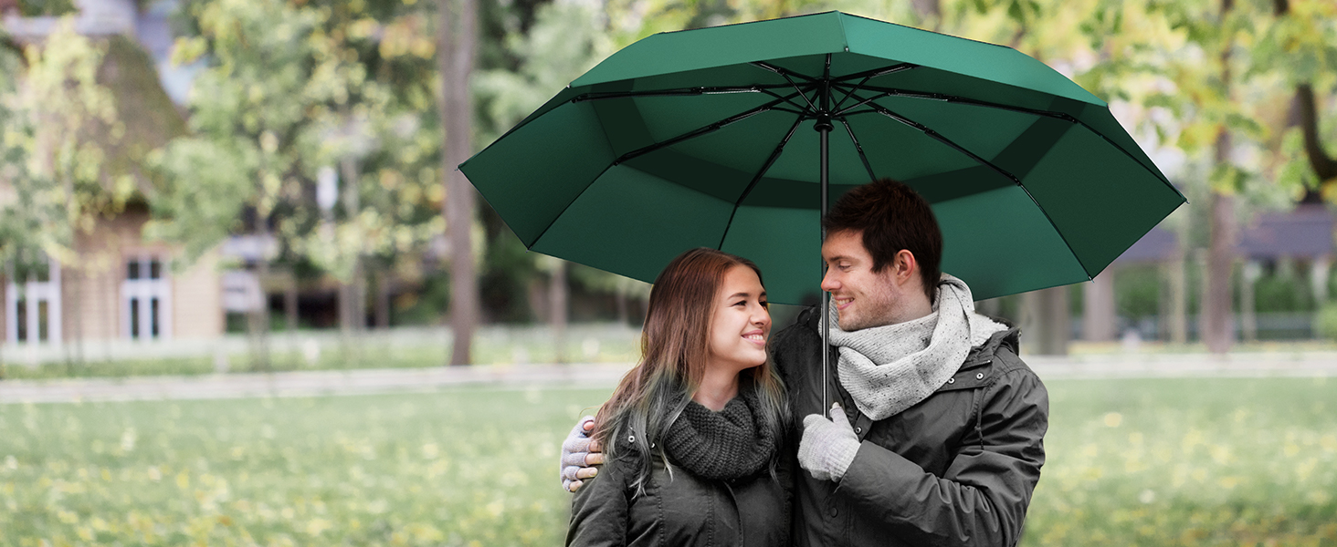 TECKNET Парасолька, автоматична складана, штормстійка, легка у відкриванні та закриванні, зелена