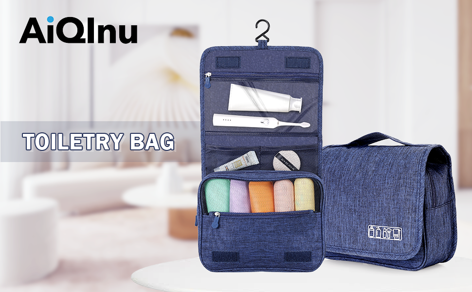 AiQInu Сумка для туалетних речей з гачком, унісекс, складана, для подорожей, турквезева