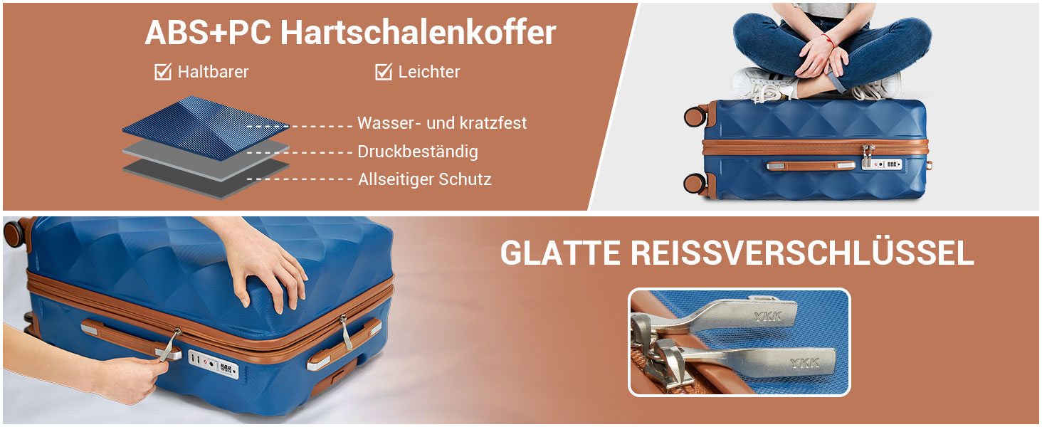 Чемодан ручної поклажі British Traveller 54x36.5x21.5 см з косметичкою, ABS+PC, блакитний