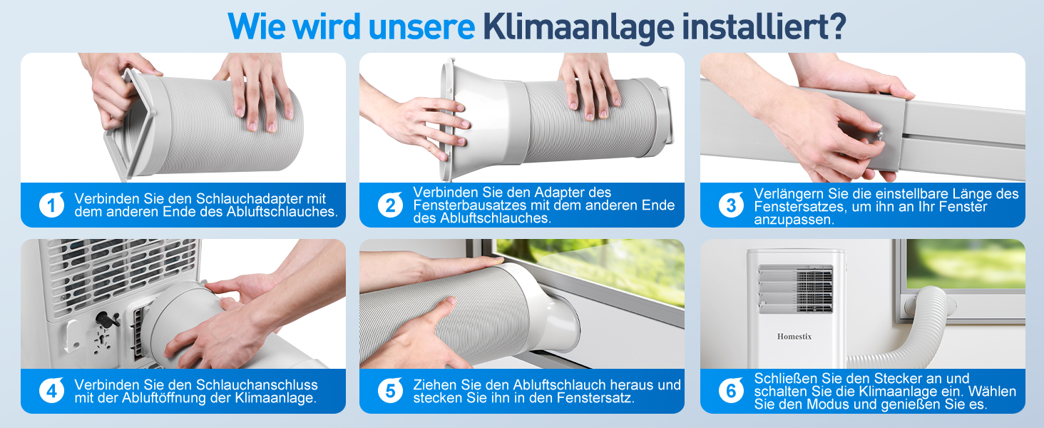 Мобільний кондиціонер Klimaanlage 7000 BTU з 4 функціями: охолодження, осушення, вентиляція, таймер, цифровий дисплей, охолоджувальна площа до 68 м³