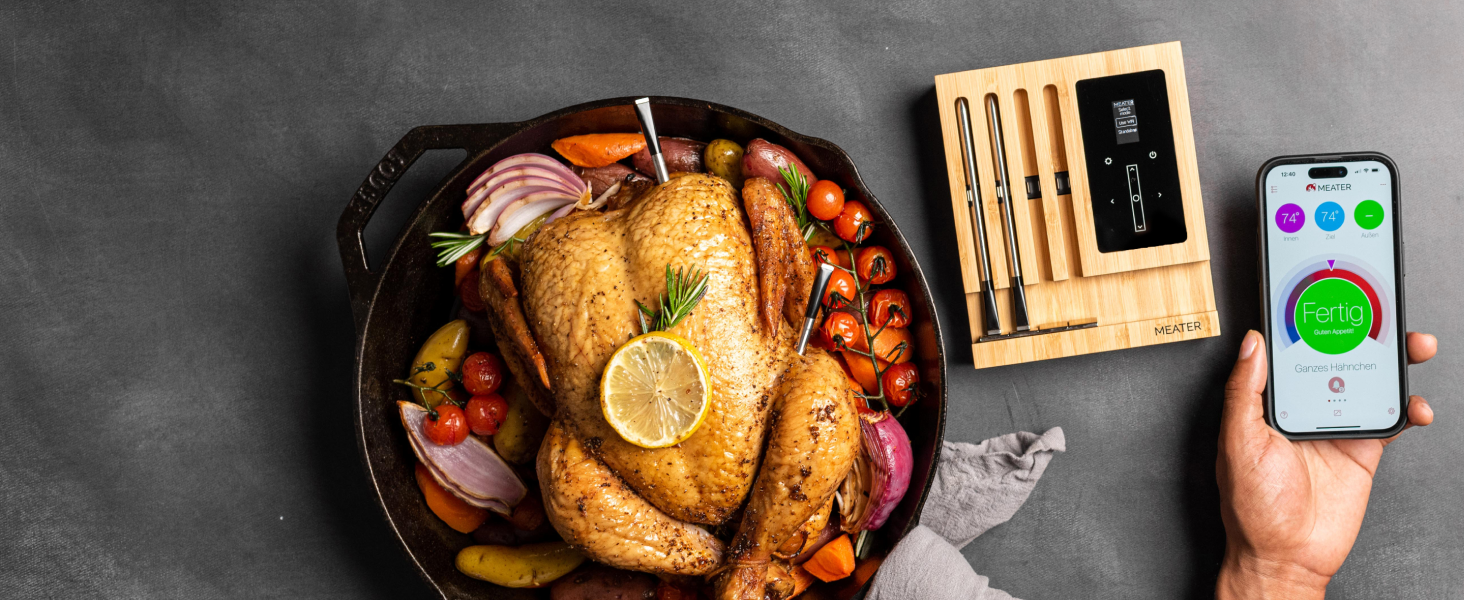 MEATER Block: Бездротовий розумний термометр для м'яса | Для приготування в духовці, на грилі, мангалі, BBQ, Smoke та Rotisserie | Bluetooth та WiFi | 50+ рецептів в додатку