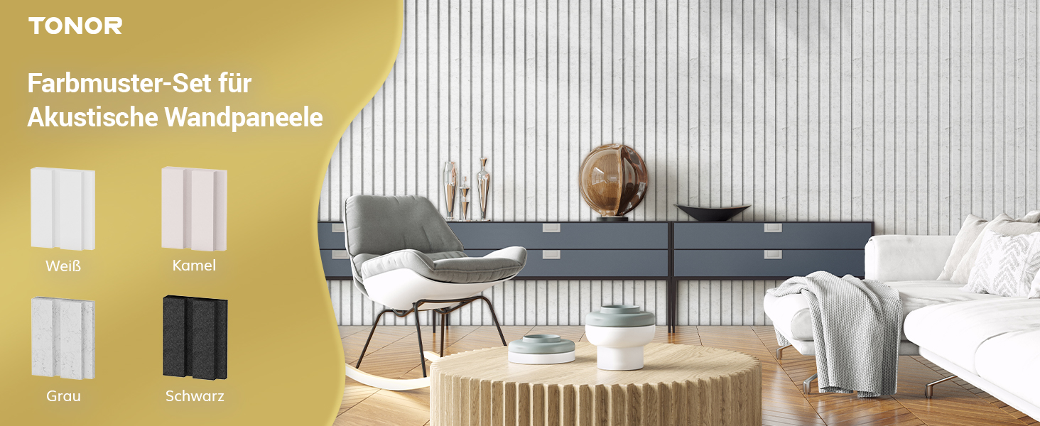 Акустичні панелі TONOR самоклеючі для звукоізоляції, шумопоглищаючі панелі для стін у студію, офіс та дім, 120x60x1.9 см, чорні (4 шт)