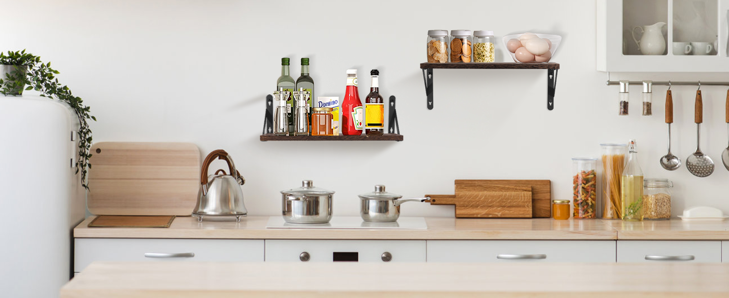 Настінна полиця з дерева, 2 шт. в наборі, рустикальний стиль, з кріпленням для рушників, світло-коричневий колір, для спальні, вітальні, ванної кімнати, кухні, офісу