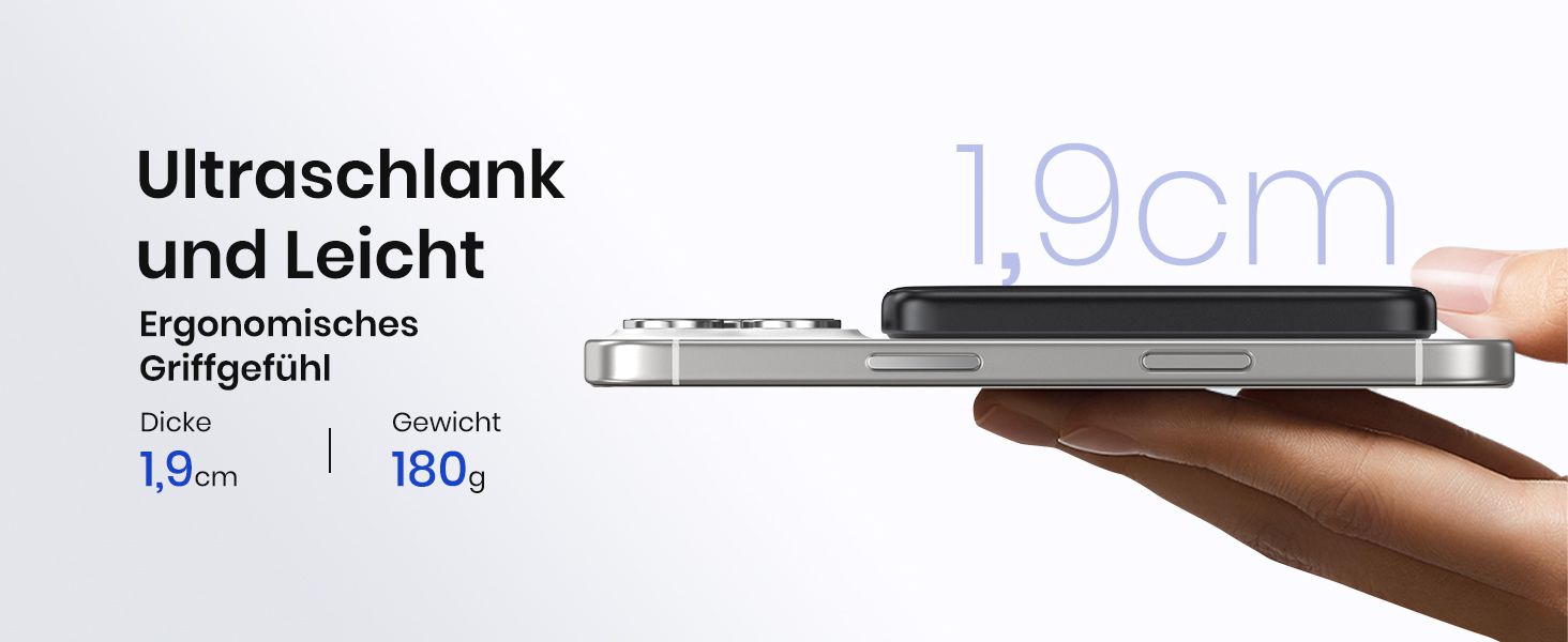 Power Bank Riapow 10000mAh з бездротовою зарядкою, PD 20W, USB-C, LED-індикатор (Чорний)