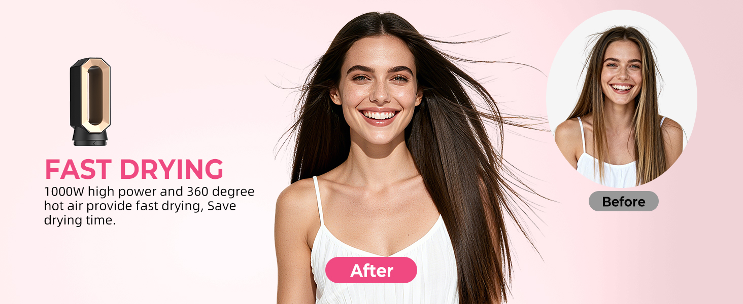 Набір для укладки волосся Pro Hairstyler 6 в 1: фен-щітка, плойка, іонізація, 1000W, чорний