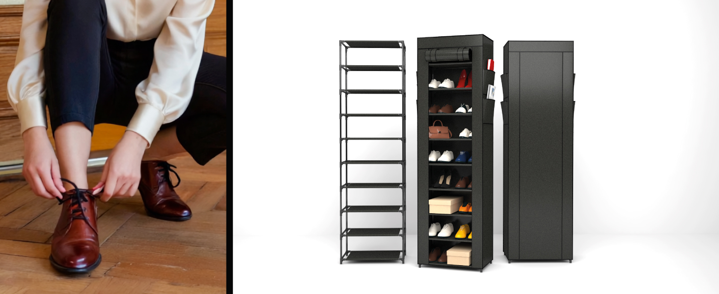 Сушарка для білизни VertiSlim складана, вежа з 4 рівнями, нержавіюча сталь, на колесах, чорна - для дому та вулиці