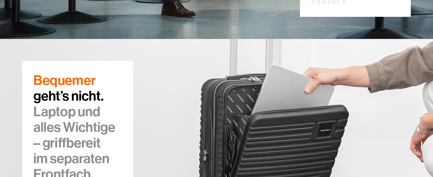 Чемодан Travely з полікарбонату, 77 см, XL, 100 л - міцний валіза з TSA замком та відділом для ноутбука (55x40x23 см), колір: чорний
