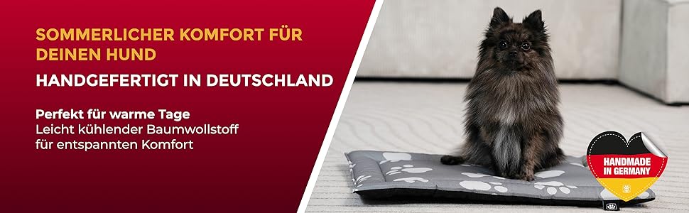 Літня собача ковдра HS-Hundebett® з бавовни з наповнювачем та антиковзким покриттям XS (45x65 см) – М'яка ковдра для собак на літо – Пральна та довговічна – Легка літня ковдра для собак – Лапка Антрацит, Виготовлено в Німеччині Лапка Антрацит 45x65 см
