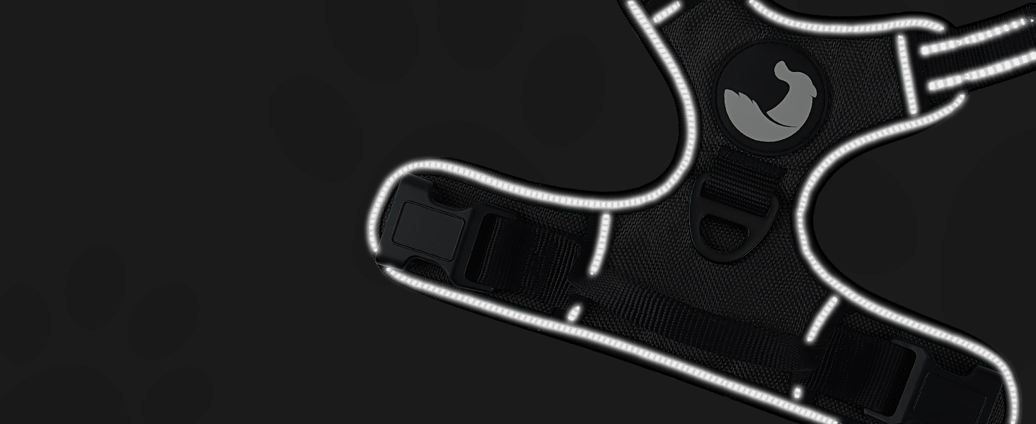 Шлейка для собак середнього розміру Joytale, світловідбиваюча, дихаюча, з ручкою для тренувань, чорна, M (1 шт.)