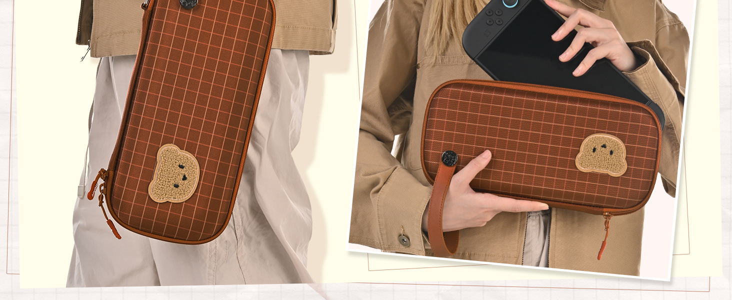 Чохол для Nintendo Switch 2 innoAura Switch 2 Tasche, Galaxy Lila (Коричневий клінок) - PU, водостійкий, з амортизацією, кишеня для AirTag