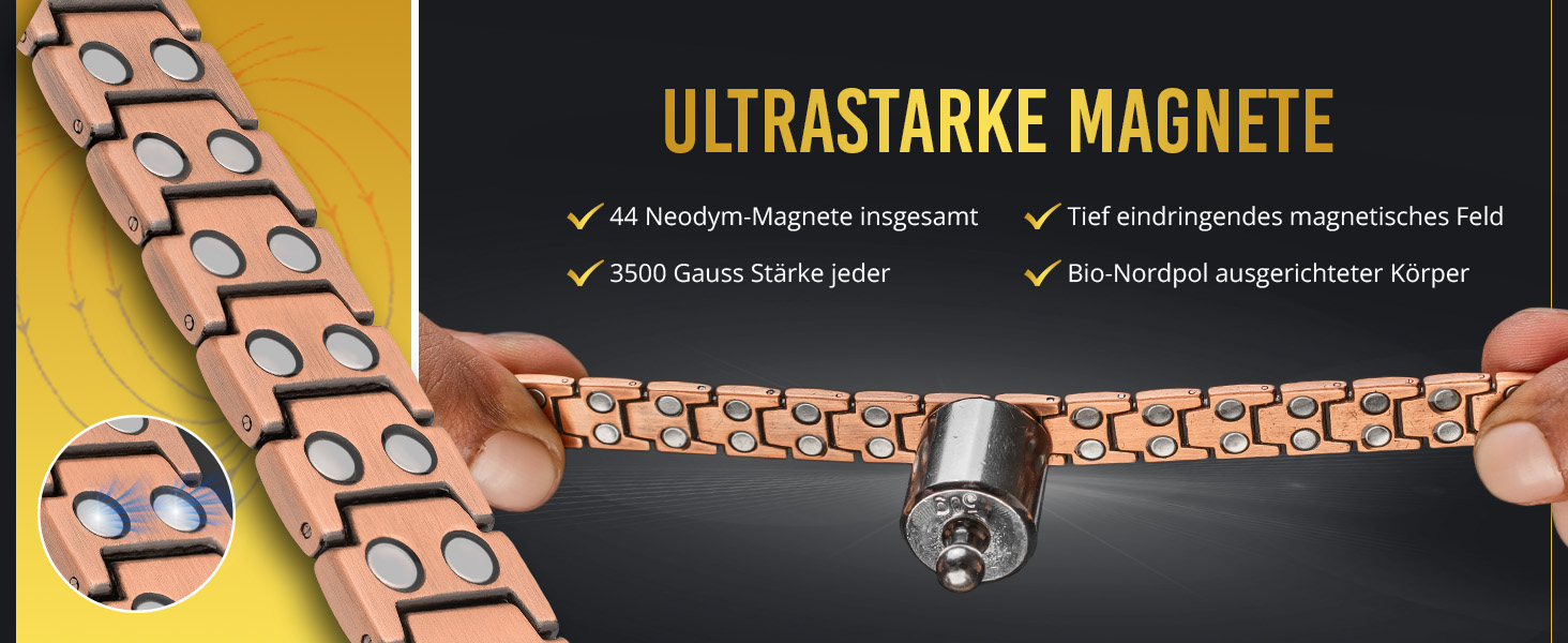 Браслет на руку MagnetRX® з чистої міді для чоловіків - Магнітний браслет для чоловіків, ідеальний при артриті та синдромі карпального тунелю - З інструментом для регулювання розміру (Президентський стиль)