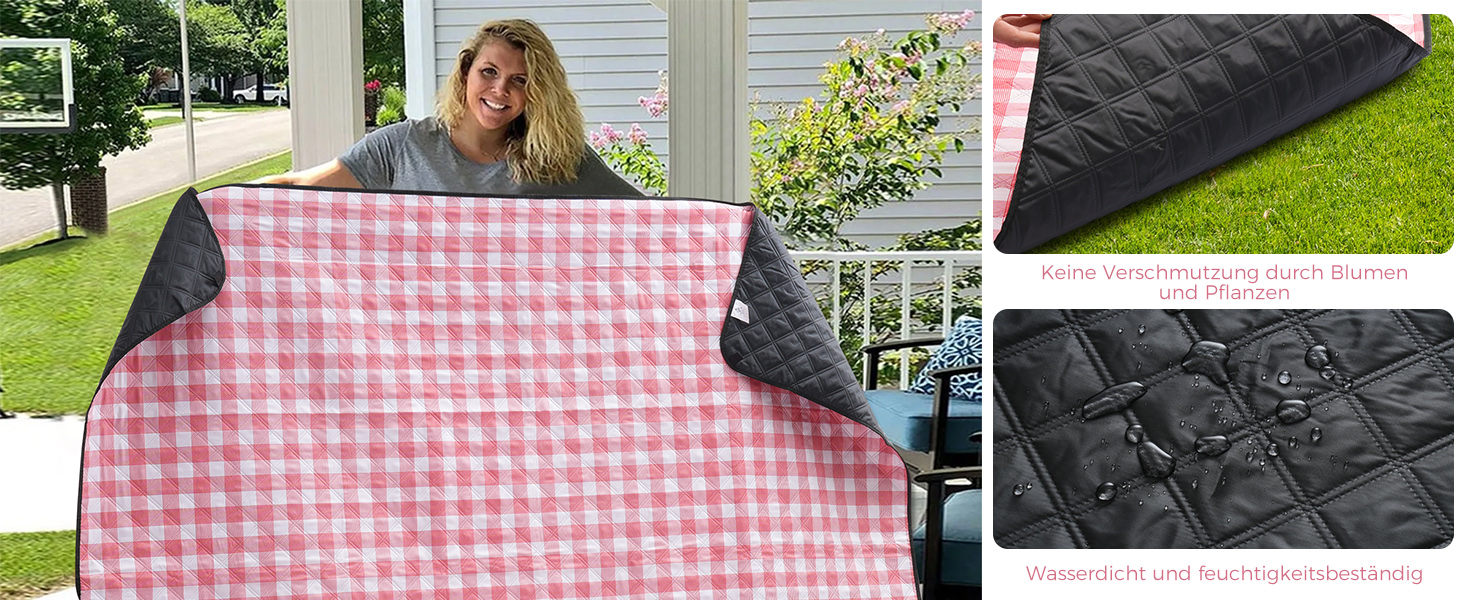 Плед для пікніка Oak & Tea 200x200 см, водонепроникний, ізолюючий, червоний. XXL килимок для пляжу, кемпінгу, відпочинку на природі з міцного Оксфорду