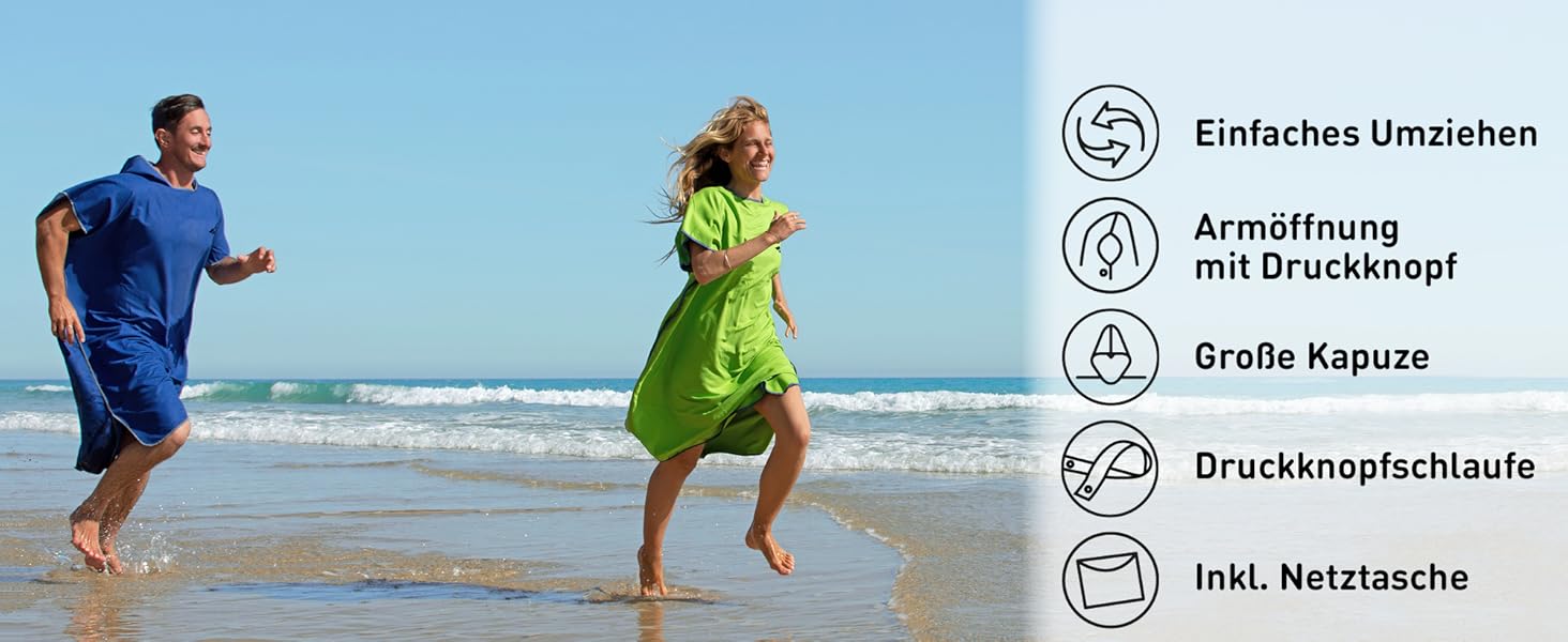 Fit-Flip Surf Poncho Microfiber - Changing Aid Beach - Bathrobe for Adults - Quick-drying Shower Poncho - Beach Poncho for Surfers - Surf Ponchos Ultralight