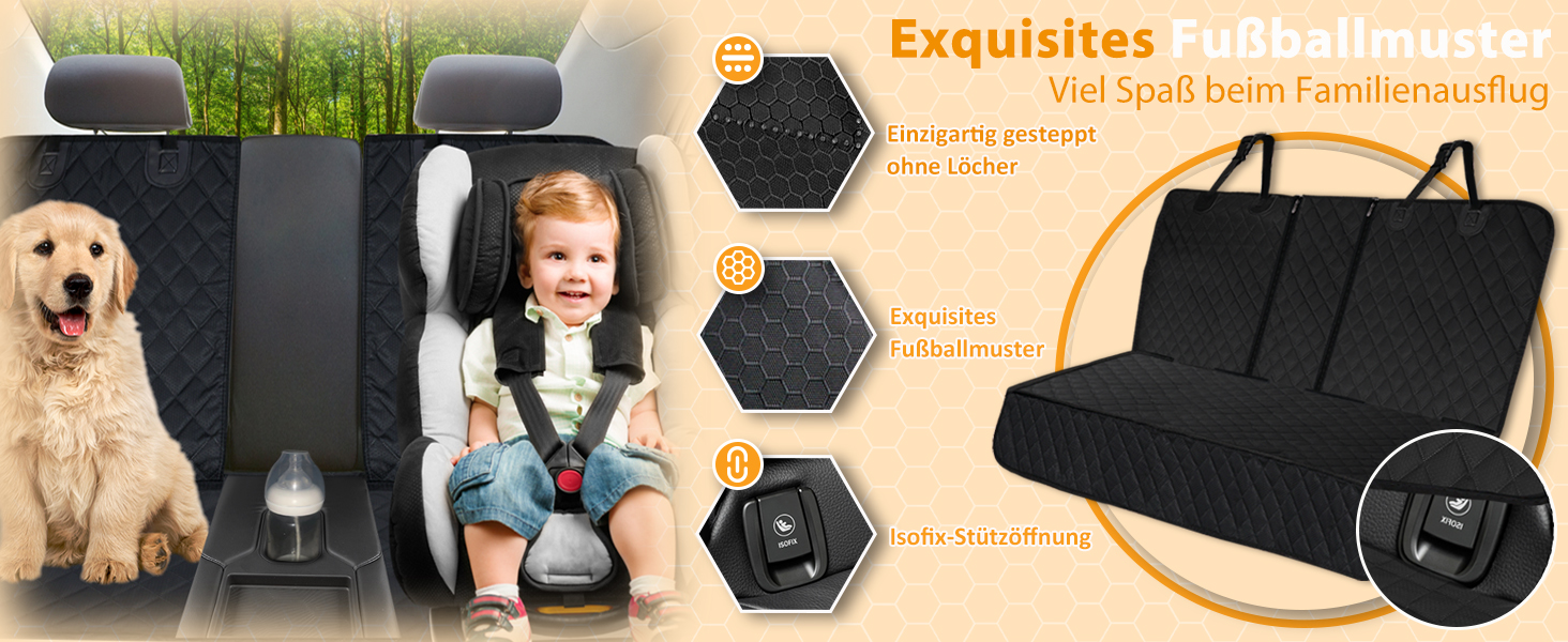 Захист для заднього сидіння автомобіля Angooni - водонепроникний, антиковзний, стійкий до подряпин, 135x120 см (з Isofix)