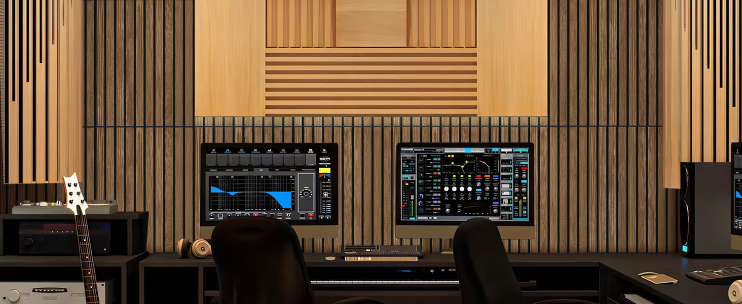 Акустичні настінні панелі NZQXJXZ з дерев'яним шпоном, самоклеючі шумоізоляційні панелі для дому, офісу та студії, 40 x 30 x 1 см, 12 шт.